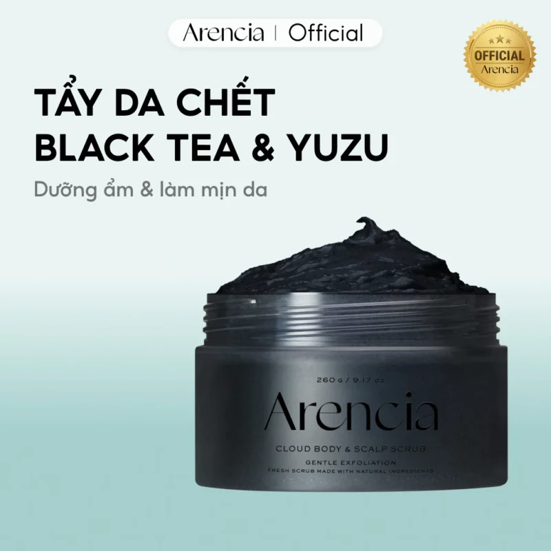 Tẩy Tế Bào Chết Cơ Thể Arencia Fresh Cloud Body & Scalp Scrub Black Tea & Yuzu 260g Làm Mịn Da