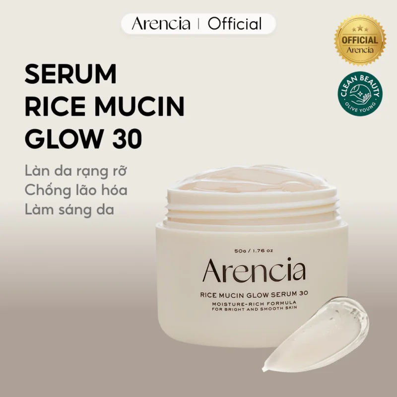 Tinh Chất Arencia Rice Mucin Glow Serum 30ml / Serum 30 50g Dưỡng Ẩm, Cho Da Rạng Rỡ