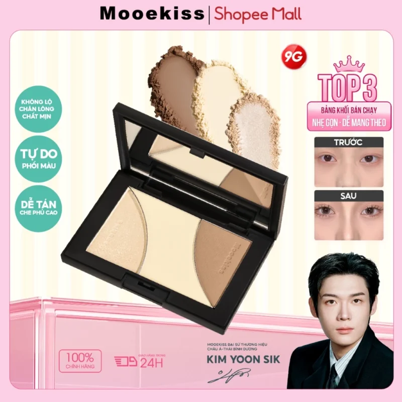 Bảng Tạo Khối & Highlight Mooekiss 3 Màu 9g