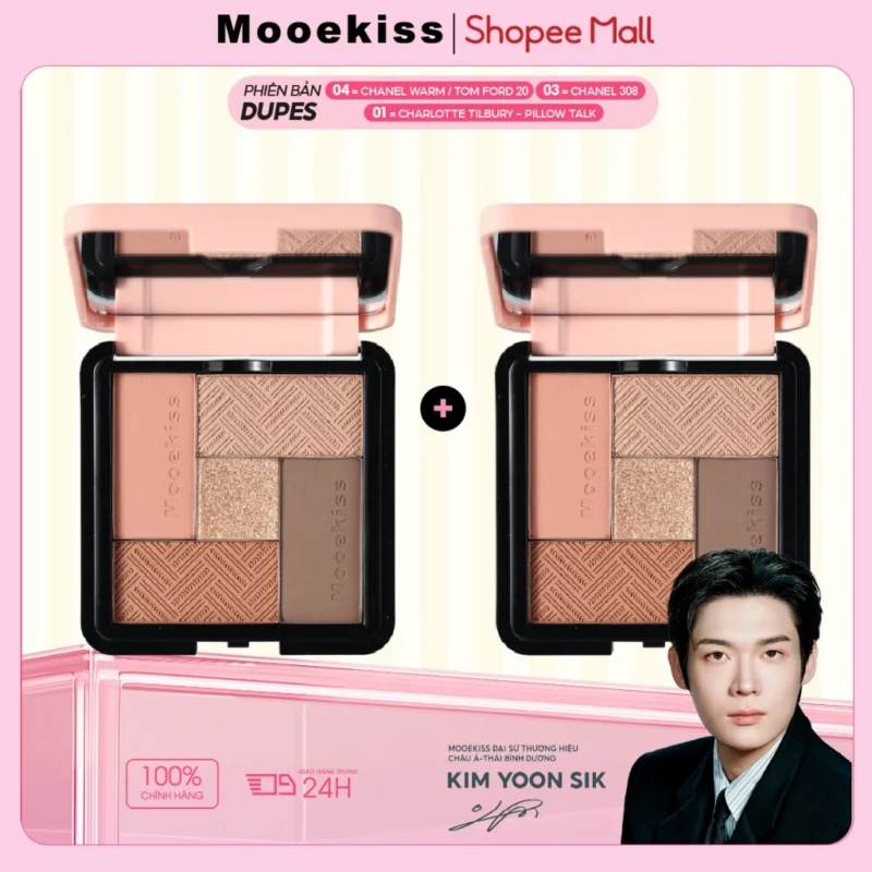 Bộ 2 Bảng Phấn Mắt Mooekiss 5 Màu 8.5g x 2