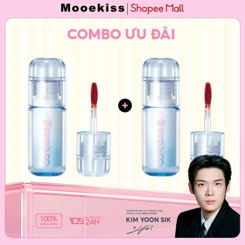 Bộ 2 Son Bóng Mooekiss Dưỡng Ẩm