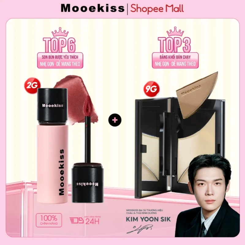 Bộ Trang Điểm Mooekiss Soft Mist Matte Lip + Bảng Tạo Khối