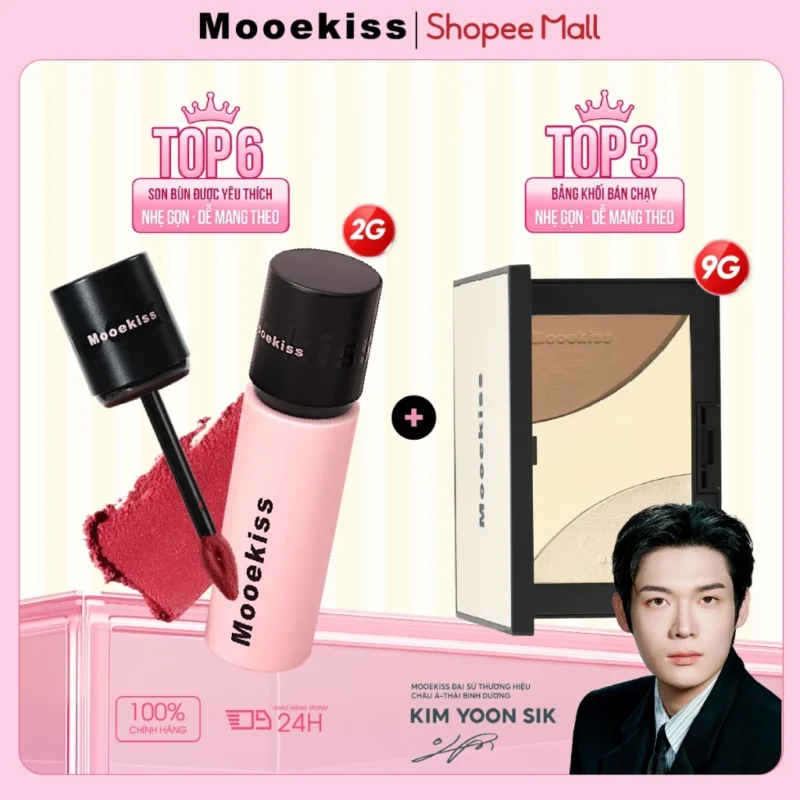 Bộ Trang Điểm Mooekiss Son Bùn 2g + Bảng Tạo Khối 9g