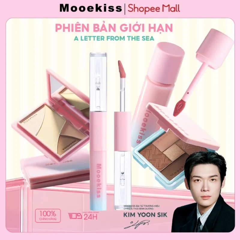 Bộ Trang Điểm Mooekiss Son Bùn + Son Bóng + Phấn Mắt + Son 2 Đầu