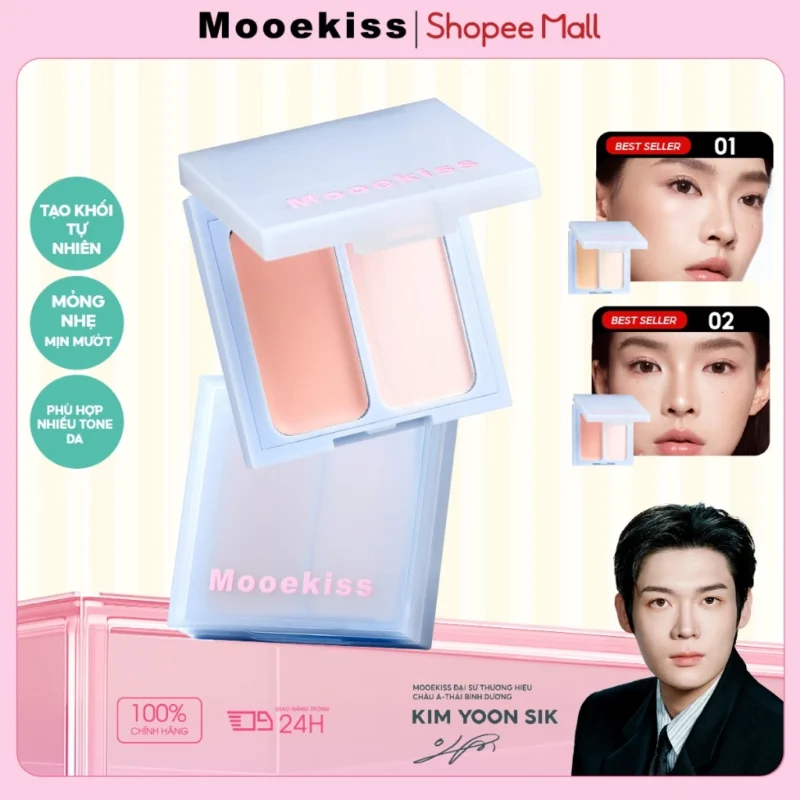 Highlight Mooekiss Kem 2in1 Tạo Khối, Bắt Sáng Tự Nhiên