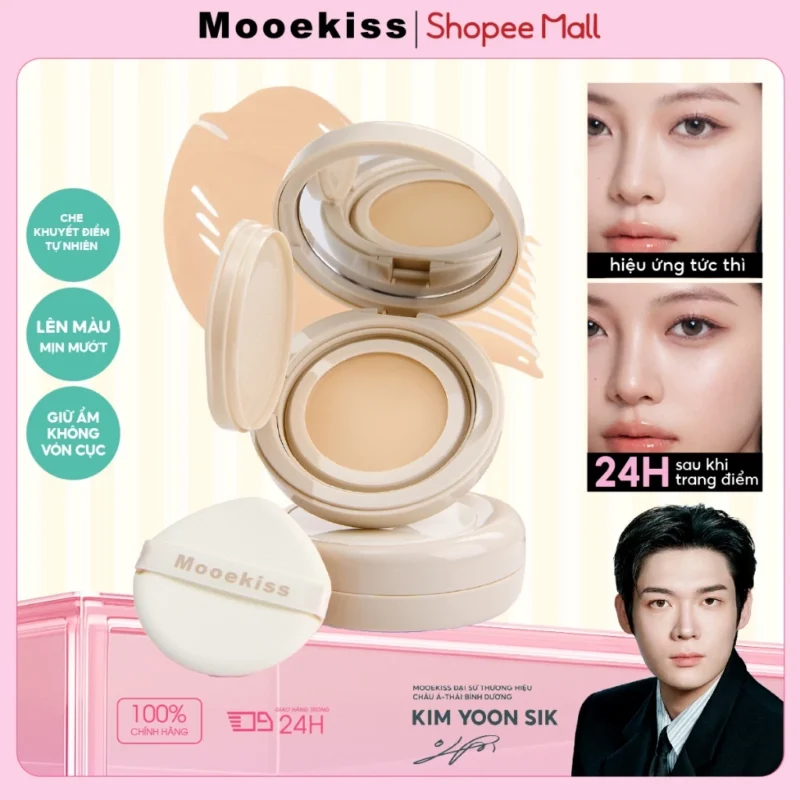 Kem Nền Mooekiss Dạng Bột Che Khuyết Điểm, Lâu Trôi