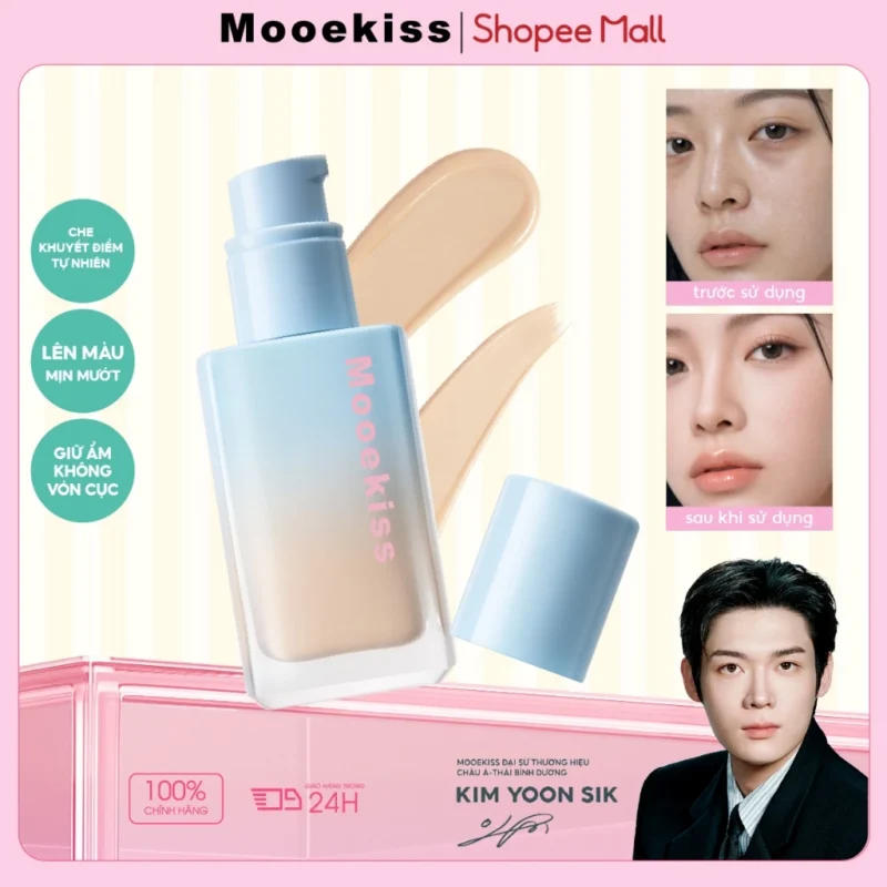 Kem Nền Dạng Lỏng Mooekiss 30g Che Khuyết Điểm, Kiềm Dầu